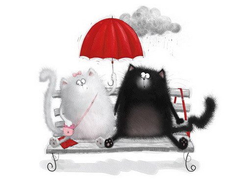 зонтик - зонт, животные, коты - оригинал