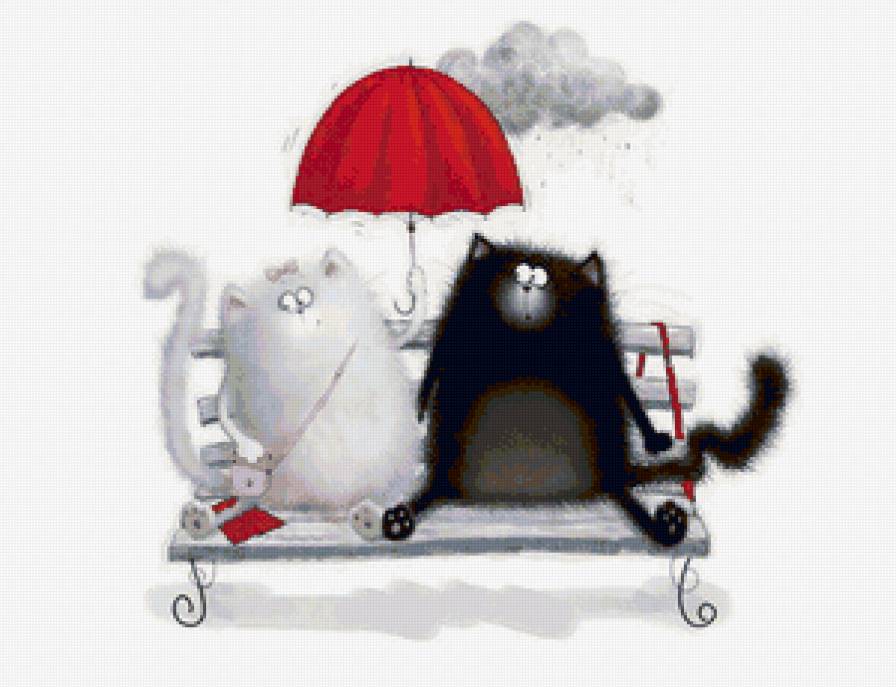 зонтик - коты, зонт, животные - предпросмотр