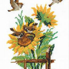 Схема вышивки «подсолнухи и воробьи»