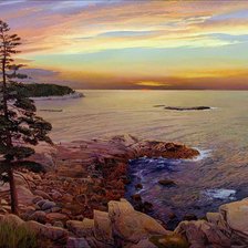 Схема вышивки «Закат на озере»