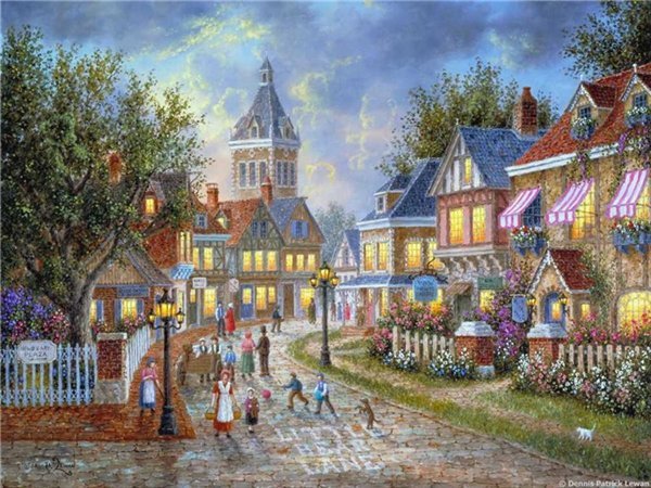 Серия "Пейзажи" - пейзаж, домик, дорога - оригинал