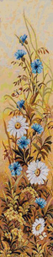 Полевые цветы - васильки, натюрморт, цветы, ромашки, живопись, картина - предпросмотр
