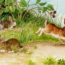 Схема вышивки «зайцы»