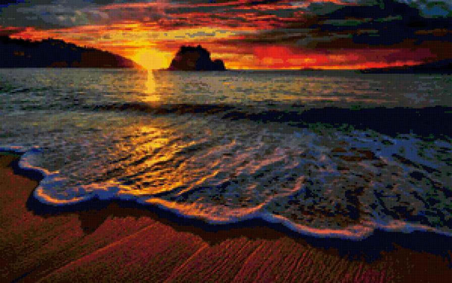 Морской берег - берег, море, закат, прибой - предпросмотр