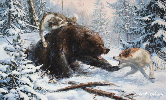 Встреча в лесу - охота - оригинал