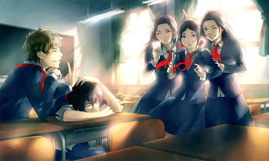 Аниме - аниме, парни, девочки, школа - оригинал