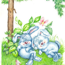 Схема вышивки «зайцы»