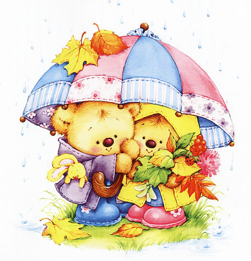 осень - детям, дождик, любовь, зверята, мишка, медвежата, мишки - оригинал