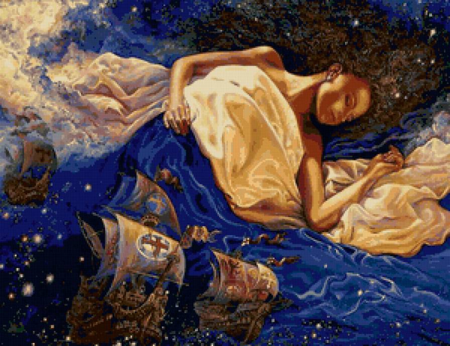 №39527 - картина, девушка, подушка - предпросмотр