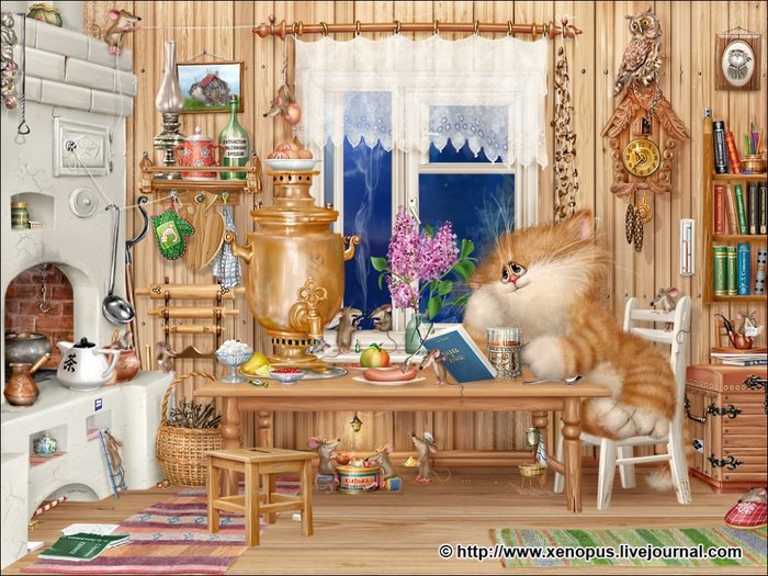 милый кот - мультик, кот - оригинал