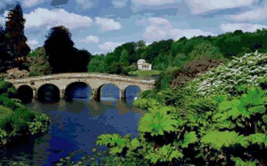 пейзаж - мосток, пейхаж, речка, лес, природа - предпросмотр