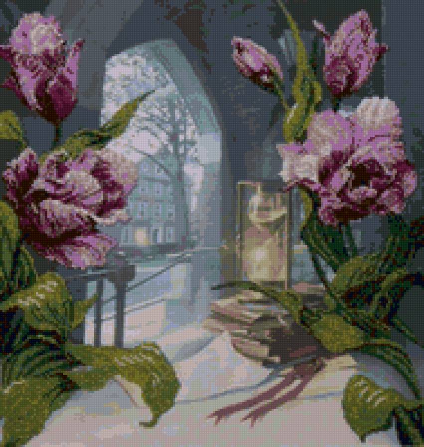 Вид из окна - цветы, улица - предпросмотр