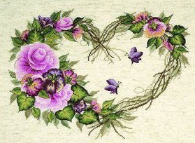 Цветочное сердце - цветы, узор, розы - оригинал