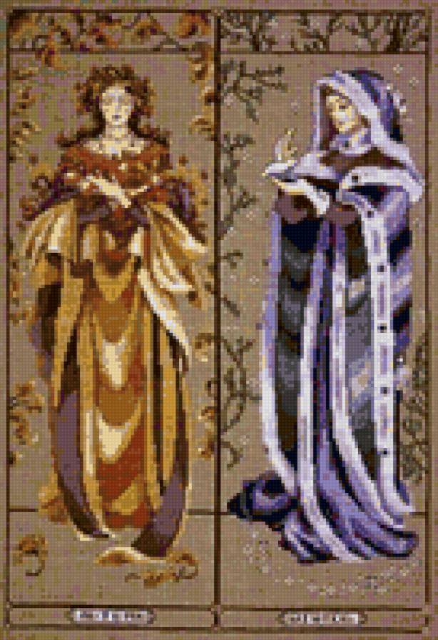 Девушки "Времена года" - сезоны, зима, осень, времена года - предпросмотр