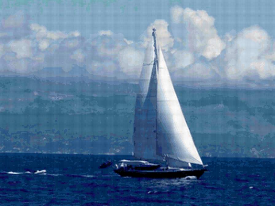 Белый парус - море, парусник - предпросмотр