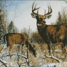 Схема вышивки «"Олени в лесу"»