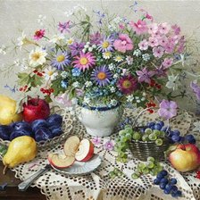 Схема вышивки «натюрморт с цветами»