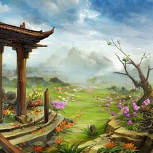 Схема вышивки «Разрушенная беседка»