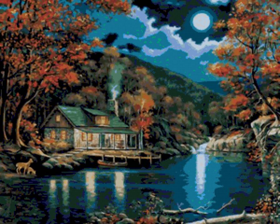 Хижина на берегу озера - предпросмотр