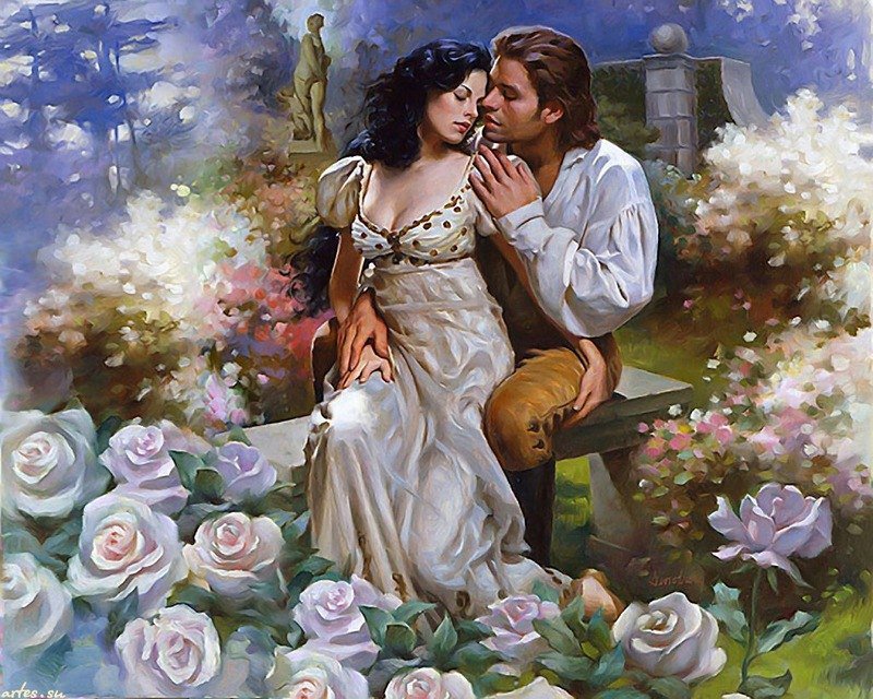 №42873 - цветы, люди, пара, любовь, влюбленные - оригинал