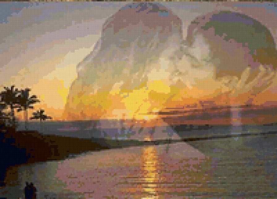 поцелуй - закат, романтика, поцелуй - предпросмотр