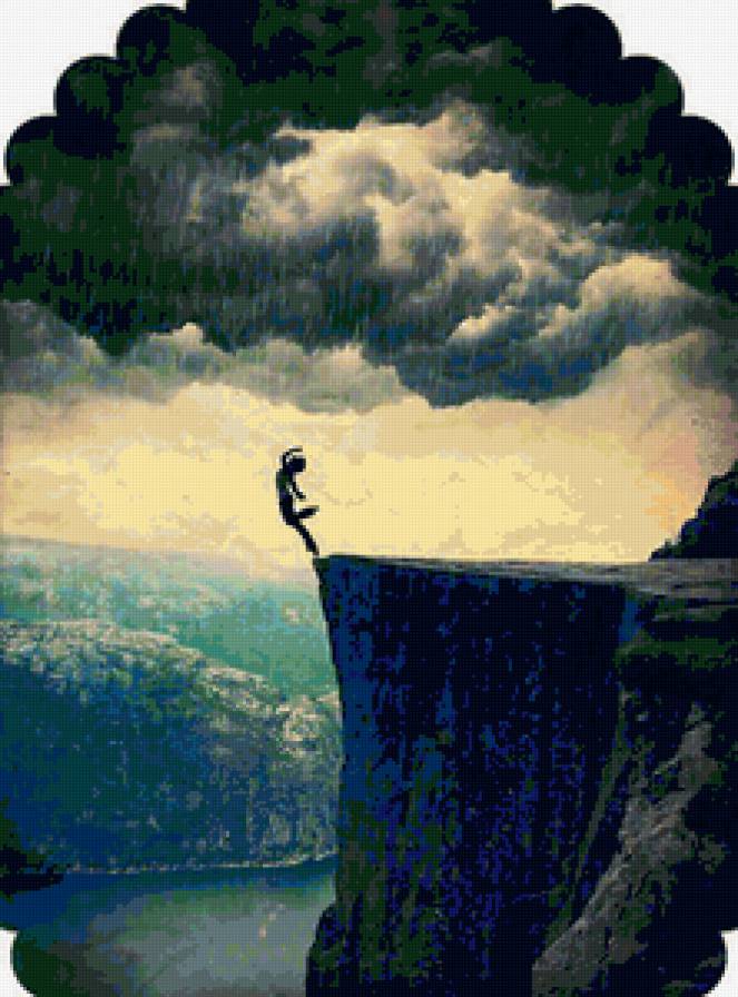 Полет - горы, река, небо, девушка, пейзаж - предпросмотр