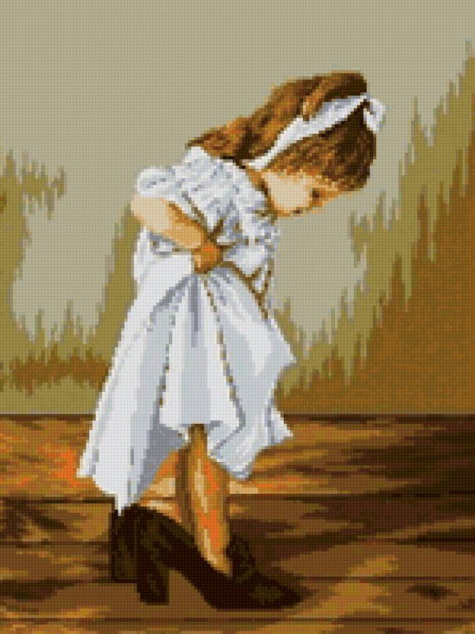 Маленькая модница - девочка, ребенок, картина - предпросмотр