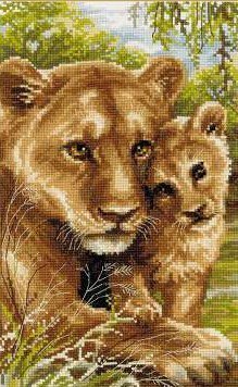 Львица со львенком - львенок, природа, животные, львица - оригинал