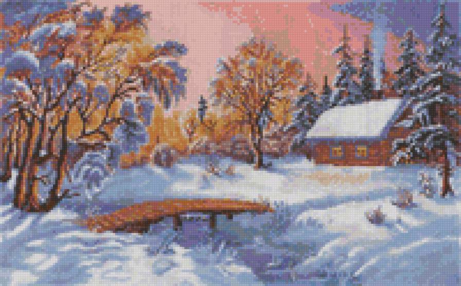 Зимняя сказка - зима, домик, природа - предпросмотр