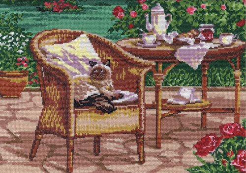 Кот на веранде - полдень, сад, лето, чай, веранда, кот - оригинал