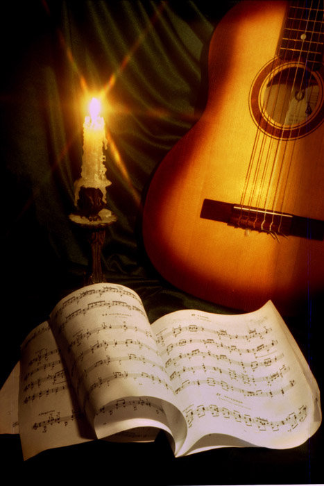 гитара - свеча, музыка, гитара - оригинал