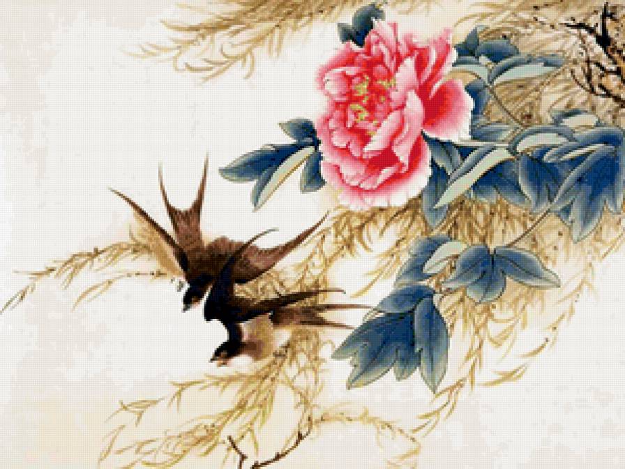 Серия "Цветы" - птицы, цветы, розы - предпросмотр