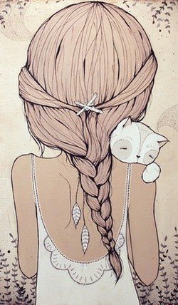 Девочка и котёнок - детство - оригинал