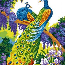 Схема вышивки «Павлины в саду»