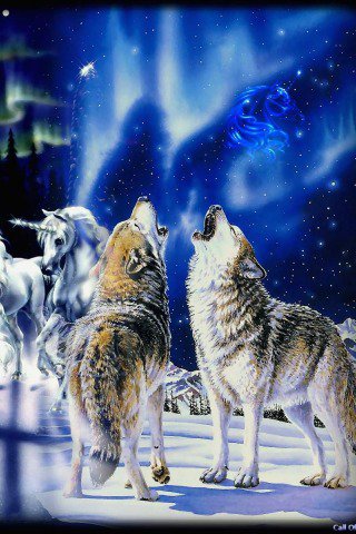 №46496 - волк, фентези, единорог, животные - оригинал