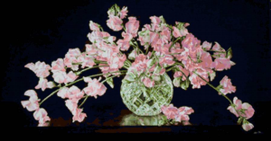 букет - живопись, цветы, на черном, букет, картина - предпросмотр