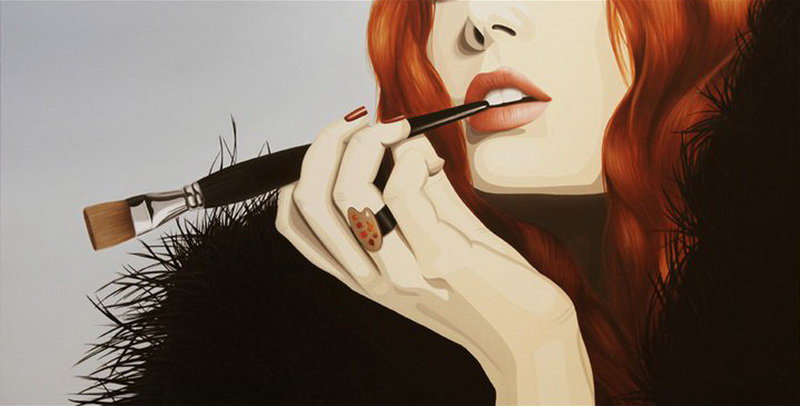 гламур - женские образы, картина, губы, девушки - оригинал