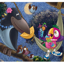 Схема вышивки «ворона и попугай кеша»