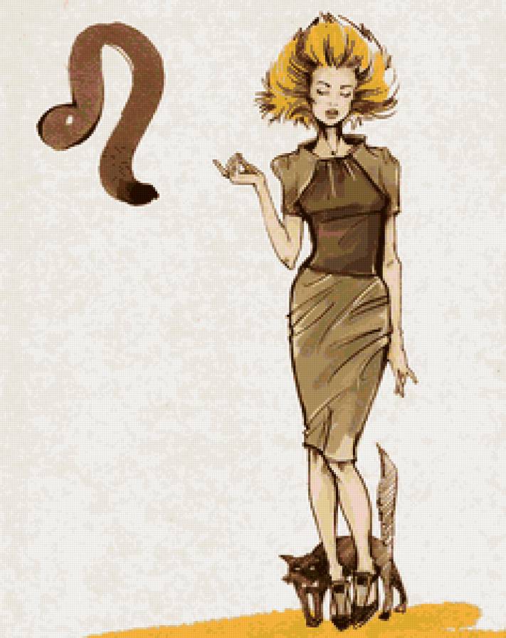 Лев - лев, женщина. кошка, знак зодиака - предпросмотр