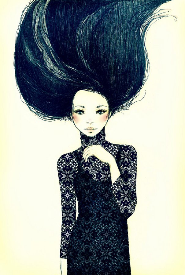 Девушка - женщина, волосы, поза, девушка - оригинал