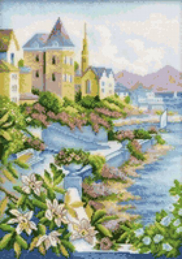 Город у моря - берег, море, пейзаж, город - предпросмотр