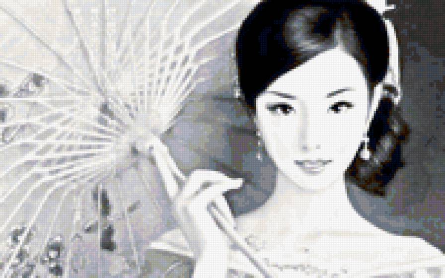 Японка - восток, черно-белое, япония, девушка - предпросмотр