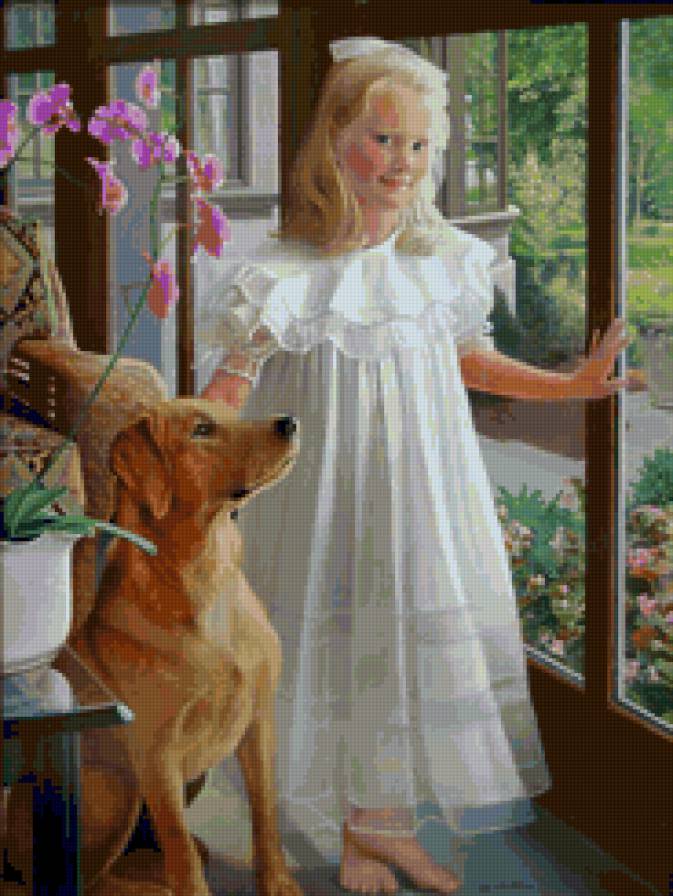 девочка с собакой - дети.девочка.собака - предпросмотр