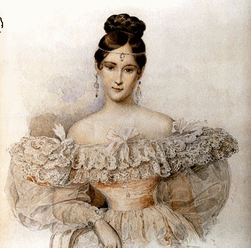 СЕРИЯ  "ПОРТРЕТЫ". ПОРТРЕТ Н.Н. ПУШКИНОЙ - кружево, бриллианты, платье, дама, портрет - оригинал