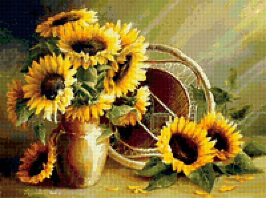 Подсолнухи - цветы, подсолнухи, натюрморт - предпросмотр