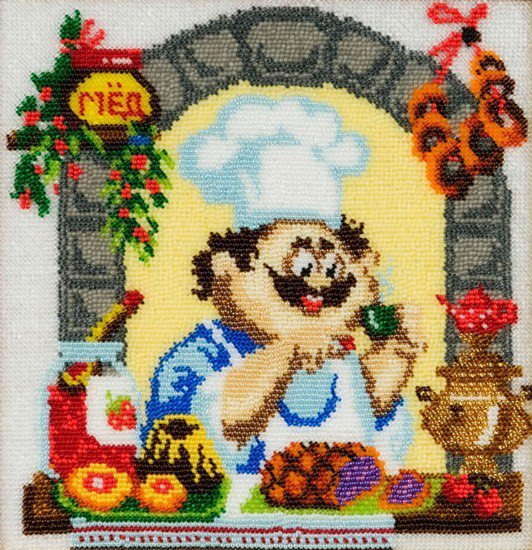 Серия "Веселый повар "Чай с баранками" - для кухни, чай, рисунок, повар, еда - оригинал