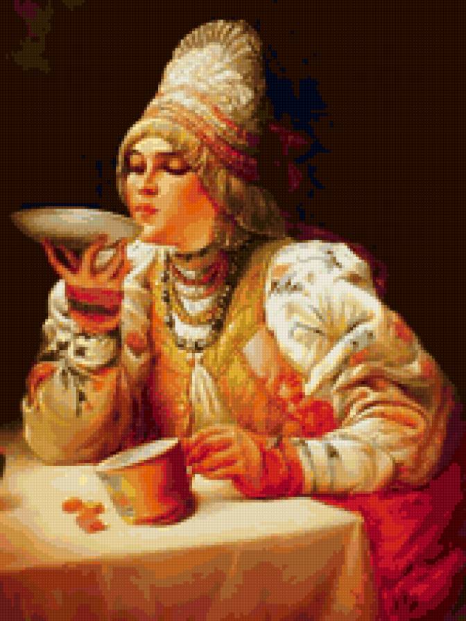 барыня за чаем - картина, барыня - предпросмотр