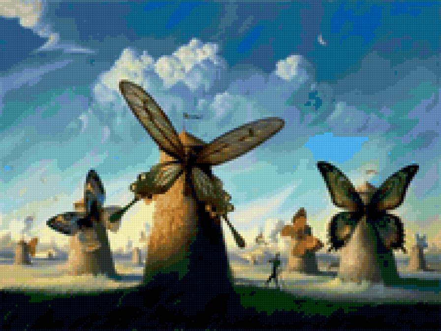 Дали - бабочки, люди, небо - предпросмотр