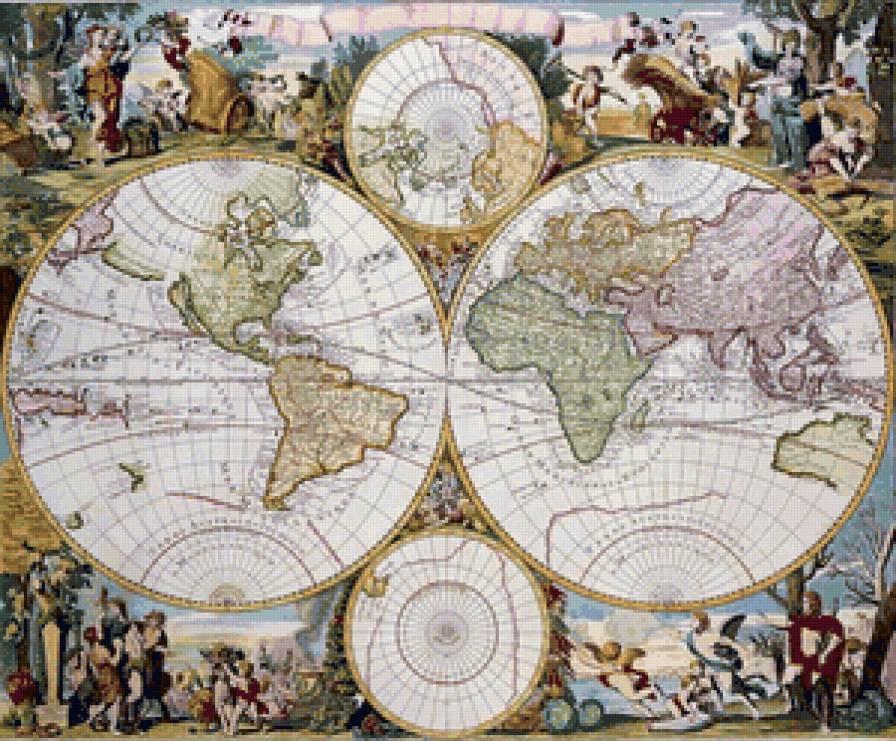 Старая карта - живопись, карта - предпросмотр