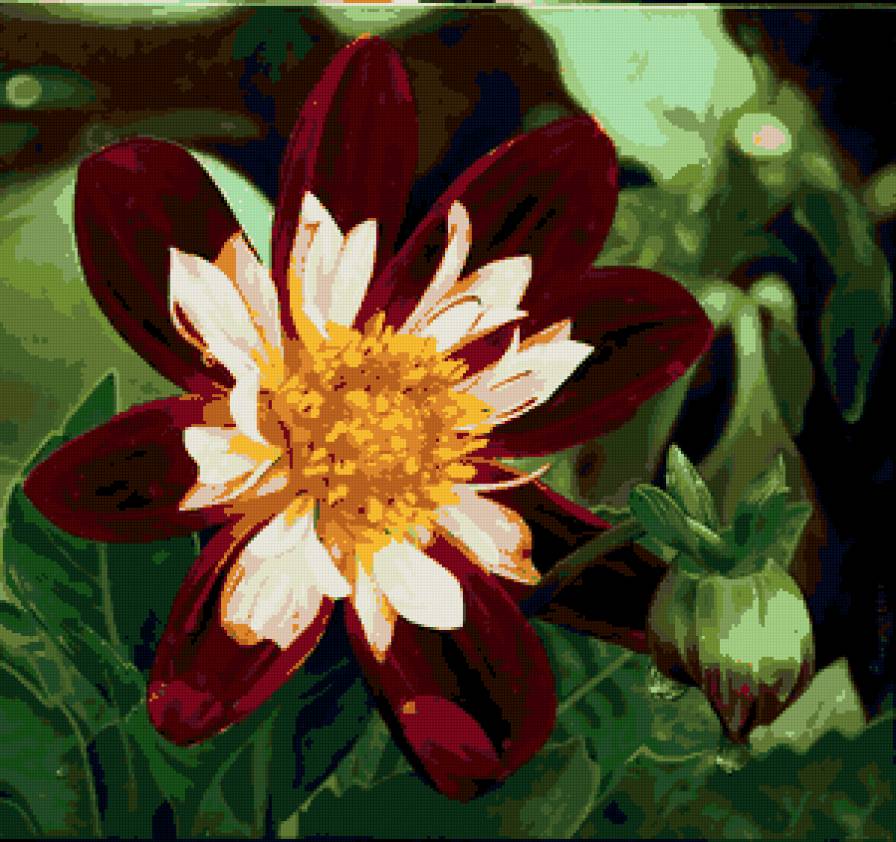 георгины - цветы, подушки, живопись, георгины, подушка - предпросмотр